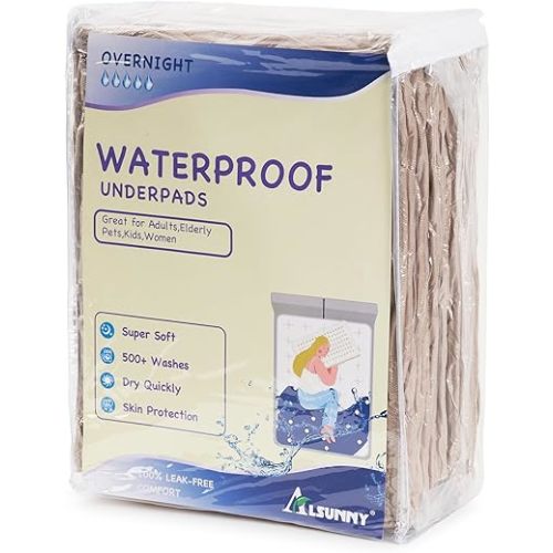 Alsunny Hospital Pee Pads for Kids 18x24 Inch(4Pack),Bed Wetting Pads for Kid,Reusable Bed Pad Washable Waterproof Pad,Washable Incontinence Pad,Toddler Kids Pee Pads for Bed,Bed Wetting Mattress Pad