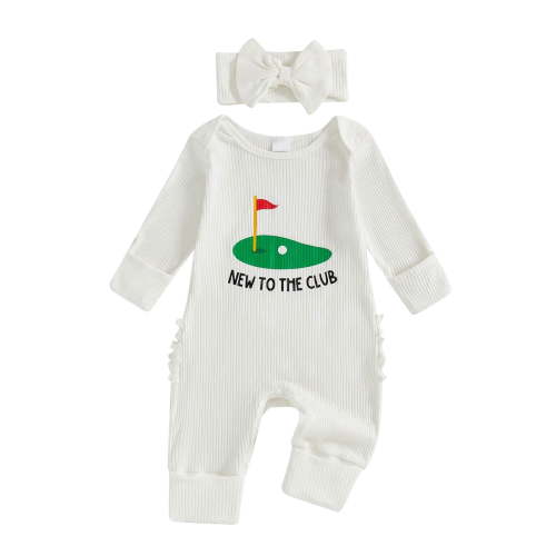 Karoyedx Baby Girl Romper Infant Baby Girl Fall Outfit Sweatshirt Romper Long Sleeve Jumpsuit and Heaband Newborn Clothes White Size,0-3 Months