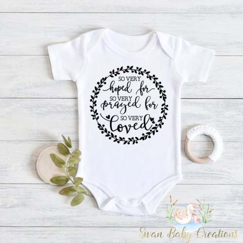 So very hoped for so very prayed for so very loved, Worth Every Shot Onesie® - IVF Onesie® Baby - Cute In Vitro Fertilization Baby Onesie®,               3-6 M          ,               Short sleeve onesie
