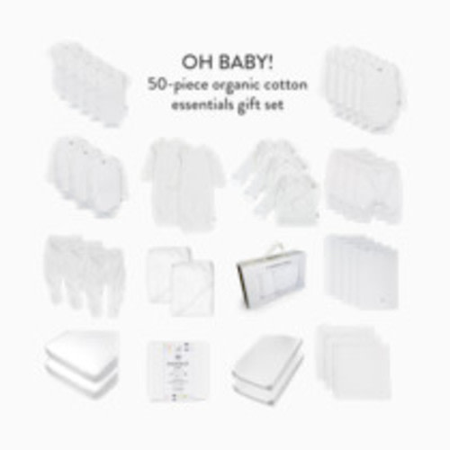 Honest Baby Clothing 50-Piece Organic Cotton Oh Baby Gift Set - Bright White, Newborn