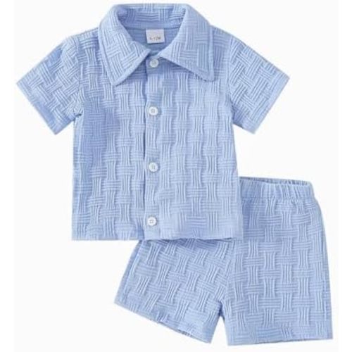 Toddlers and Baby Boys' Summer Clothes Infant Boy Button-town Shirt and Short Set Outfits