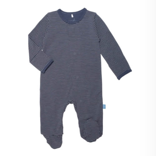 (3-6m) navy skinny stripe CloudStretch™ magnetic footie