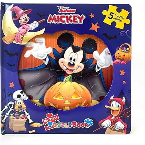 Disney Mickey Halloween My First Puzzle Book - Jigsaw Puzzles for kids, 10-page board book, 5 puzzles to enjoy