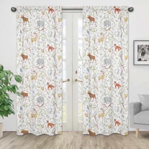 Sweet Jojo Designs Woodland Toile Wildlife Semi-Sheer Rod Pocket Curtain Panels & Reviews | Wayfair