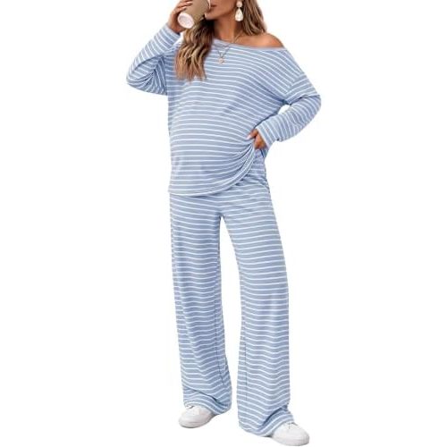 Maternity 2 Piece Maternity Lounge Striped Set