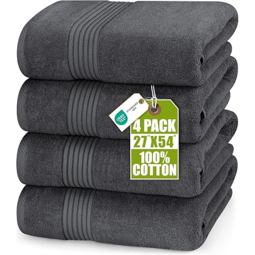 Utopia Towels Luxurious Bath Towels Set, 27x54 in, 4 Pack, Soft, Grey