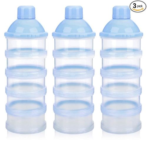 Accmor Formula Dispenser On The Go, 5 Compartments Stackable Formula Container for Travel, Baby Milk Powder Kids Snack Container, BPA Free