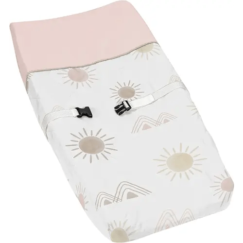 Sweet Jojo Designs Boho Desert Sun Girl Baby Nursery Changing Pad Cover - Blush Pink Mauve Gold Taupe Bohemian Watercolor Mountains Southwest Nature Outdoors Minimalist Geometric