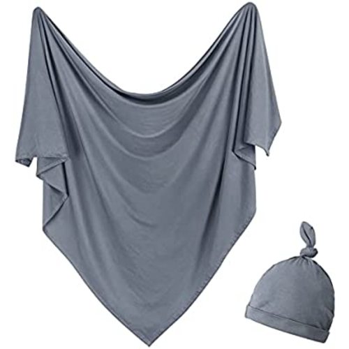 OWLOWLA Newborn Swaddle Set Stretch Wrap Swaddle Receiving Blanket for Baby Boy Girl(Dim Gray)