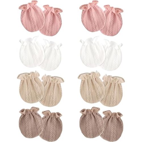 BQUBO Newborn Infant Toddler Mittens No Scratch Cotton Elastic Wrist Gloves Hypoallergenic for 0-6 Months Baby Boys Girls