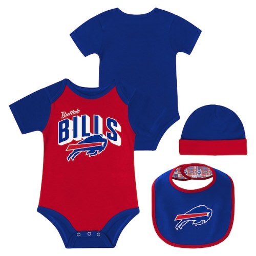 Buffalo Bills Newborn & Infant Dynamic Duo Bodysuit, Bib & Knit Hat Set