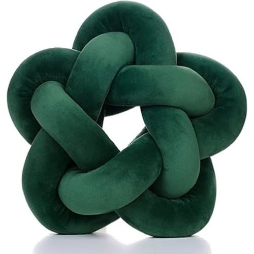 Knot Plush Throw Pillow Kids Handmade Knotted Star Pillow Soft Sofa Lumbar Cushion Stuffed Cushion Home Office Children Room Decor, Emerald Green