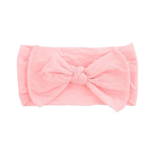 Wee Ones Stretch Nylon Baby Band with Nylon Bowtie - Light Pink (6-24 months)
