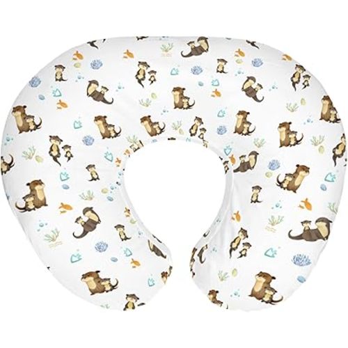 Cute Otters Family Baby Nursing Pillow Covers for Boy Girl Sea Otters Fishes Corals Conches Nursery Pillowcase for Breastfeeding Pillows Ocean Animals Soft Stretchy Slipcovers for Newborn Infant