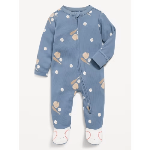 2-Way-Zip Sleep & Play Footed One-Piece for Baby - Baseball