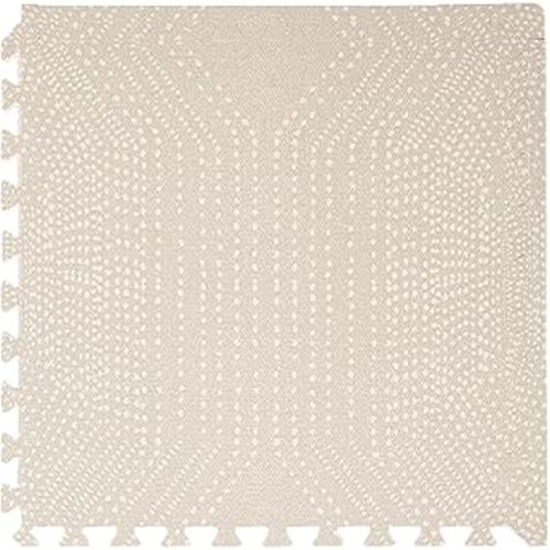 Toddlekind Playmat - Premium Foam Playmat, 4 x 6 feet, 6 Tile Extra Thick Foam Floor Puzzle Mat for Babies/Toddlers Stylish, Non-Toxic, Odorless. Perfect for Tummy Time, Crawling, & Play. 0m+ (Cream)