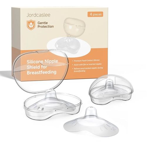 Nipple Shields for Breastfeeding Newborn, Contact Nipple Guards for Breast Feeding with Flat, Inverted Nipples or Difficulty Sucking, Food-Grade Silicone, Ultra-Thin & Super Soft, 2 Pair, 20mm