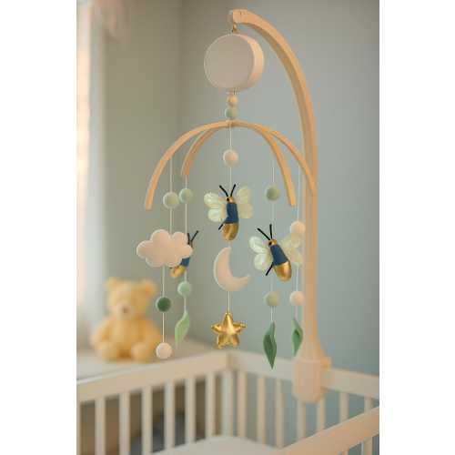 The Sweetest Guest of Spring:))Handmade Movable,Postpartum Mother Gift,Felt Animal Crib Movable,Cute Firefly mobiles,baby shower gift