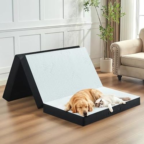 4 Inch Trifold Mattress, Twin XL Size Foldable Memory Foam Mattress with Viscose Derived from Bamboo Washable Cover, Folding Mattress Topper Floor Bed for Camping, Guest, RV, Ventilated