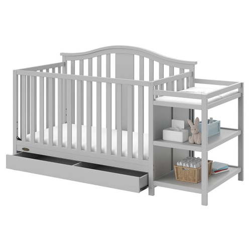 Graco Solano 4-in-1 Convertible Baby Crib and Changer with Drawer, Pebble Gray