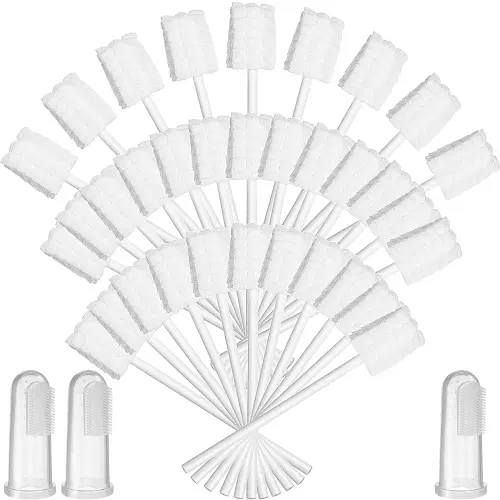 Tondiamo 100 Pcs Baby Tongue Cleaner Toothbrush Baby Oral Cleaner with 3 Pieces Finger Toothbrush for Newborn Mouth Oral Cleaning Infant for 0-36 Months