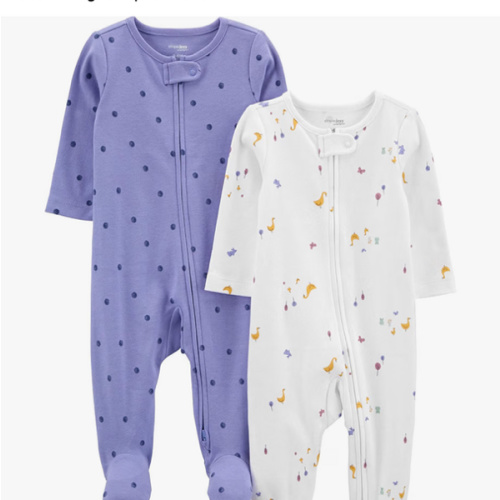 Simple Joys by Carter's Baby Girls' Cotton Footed Sleep and Play, Pack of 2