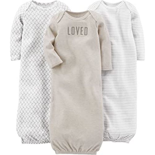 Simple Joys by Carter's Unisex Babies' Cotton Sleeper Gown, Pack of 3