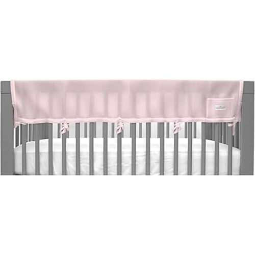 BreathableBaby Breathable Mesh RailGuard Teething Cover — 51” Long Panel (1) — Fits Most Full-Size and Does Not Fit Mini Cribs — Use with Coordinating Short Panels - Light Pink