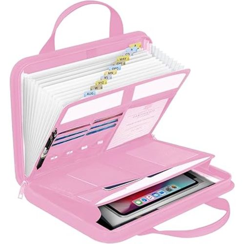 File Organizer Fireproof Expanding Accordion File Folder with Zipper Labels13 Pockets Document Organizer Holder Storage Box Bag for Business Office Receipt Home Travel