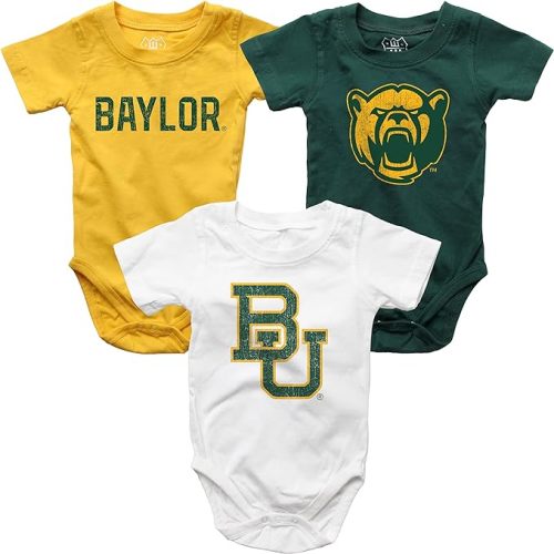 Wes and Willy Baby College Team 3 Pack of Cotton Rompers