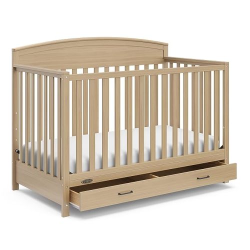 Graco Benton 5-In-1 Convertible Crib With Drawer (Driftwood) - Converts From Baby Crib To Toddler Bed, Daybed And Full-Size Bed, Fits Standard Full-Size Crib Mattress, Adjustable Mattress Support Base
