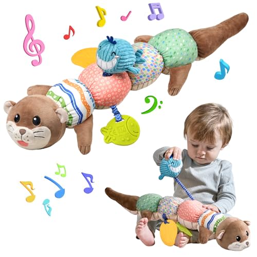 TUMAMA Baby Toy 0-6 Months - Tummy Time Plush Otter Sensory Toy, a Great First Birthday Gift for Boys and Girls Aged 3-12 Months