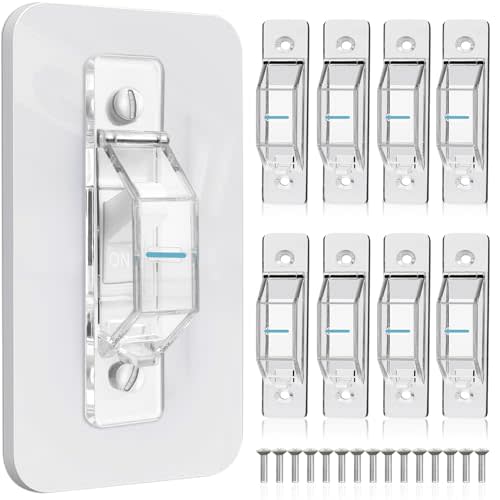 8 Pack Light Switch Cover Guard,Wall Light Switch Lock With Glow In The Dark Effect, Child Proof Wall Switch Cover Keeps Lights or Switches from Being Accidentally Turned ON or OFF （Clear)