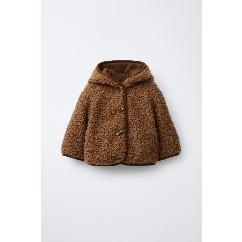 FAUX SHEARLING JACKET WITH FIREMAN CLASP - Brown | ZARA United States