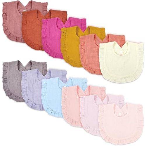 Baby Drool Bibs for Unisex Girls Boys 12 Pack Baby Muslin Bibs for Drooling and Teething