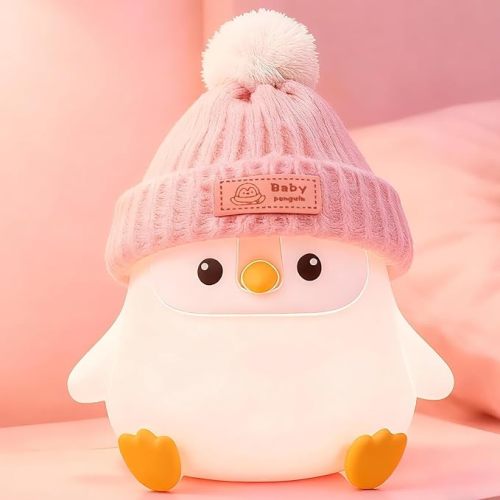 Pink Penguin Night Light for Girls