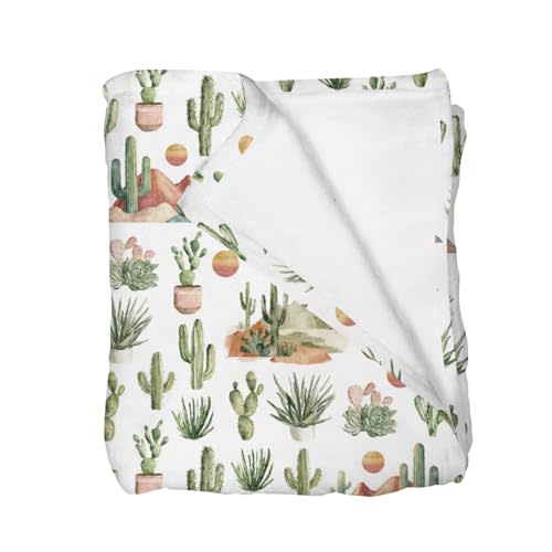 Selgkds Boho Western Cactus Desert Baby Blankets for Girl Boy Infants Toddler Crib Stroller Nursery Watercolor Southwest Mountain Sunset Swaddle Receiving Blanket Wild West Bed Blanket 30x40inch