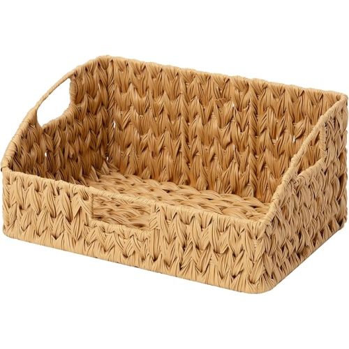 GRANNY SAYS Wicker Storage Basket for Shelves, Large Wicker Basket with Handles, Trapezoid Woven Baskets for Storage, Decorative Baskets for Home Decor, Natural