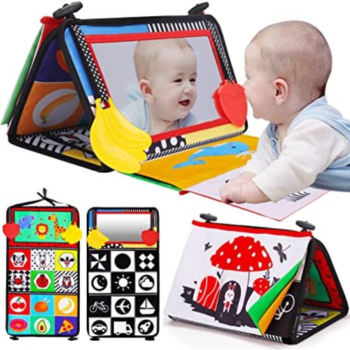 Tummy Time Mirror High Contrast Baby Toys for Newborn 0-6 Months