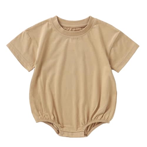 Bafeicao Baby Boy Girl Bubble Romper Organic Cotton Infant Summer Oversized Toddler T-Shirt Bodysuit Short Sleeve