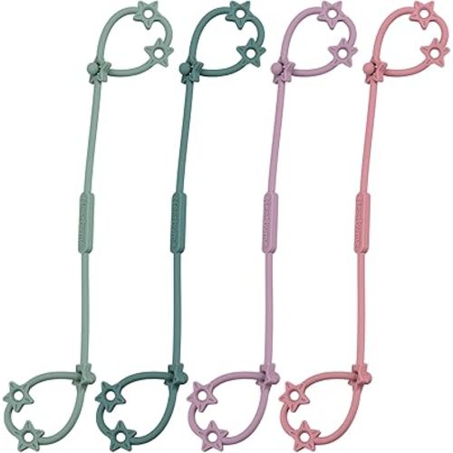 Toy Straps for Baby, 4 Pack Adjustable Stretchable Sippy Cup Straps, Sippy Bottles or Pacifier to Stroller, Highchair, Car Seat, Hanging Basket (4Pack,Midnight Blue/Ether/Deep Lilac/Mauve)
