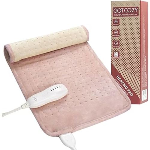 GOTCOZY Heating Pad for Back Pain Relief & Cramps,Electric Heating Pads for Neck and Shoulders with 2H-Auto Shut Off and 5 Heat Settings,Gifts for Mom Men 12''X24''(Rose)