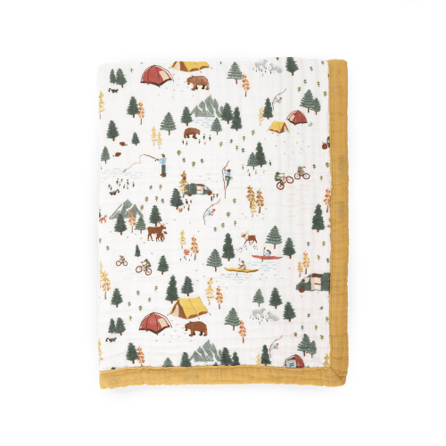 Organic Cotton Muslin Baby Quilt - Alpine Adventure