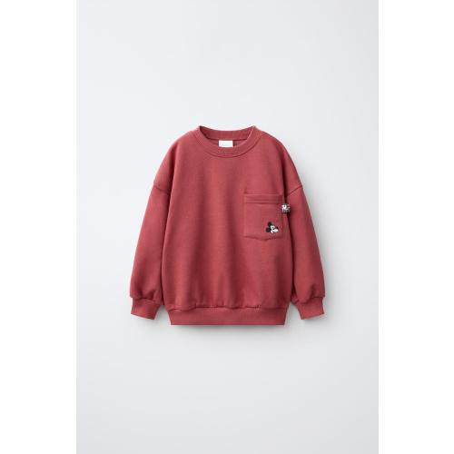 MICKEY MOUSE © DISNEY EMBROIDERED SWEATSHIRT - Burgundy | ZARA United States