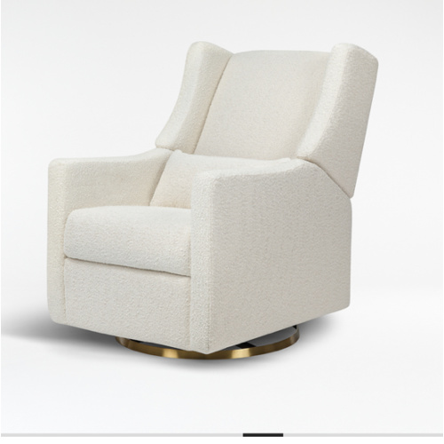 Babyletto Kiwi Ivory Boucle Nursery Power Glider Recliner Chair with Gold Base