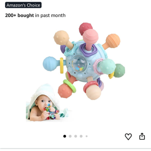 Baby Teething Toys - Infant Sensory Chew Rattles Toys - Newborn Montessori Learning Developmental Toy - Teethers for Babies 0 3 6 9 12 18 Months - Shower Gifts for 1 2 One Two Year Old Girls Boys