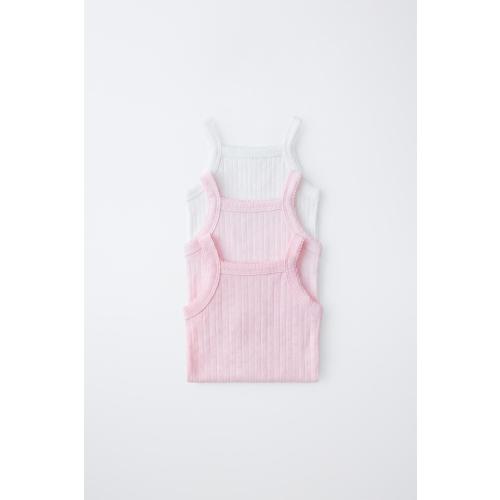 THREE-PACK OF POINTELLE STRAP BODYSUITS - Pink | ZARA United States