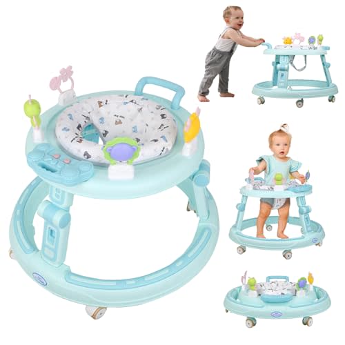 4 in 1 Baby Walker - Walkers for Babies 6-24 Months Adjustable Height, Baby Walker with Wheels, Activity,Baby Walkers for Boys Girls