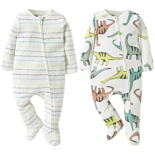Baby Footie Jumpsuit Cotton Footed Summer Outfits for 0-12 Months