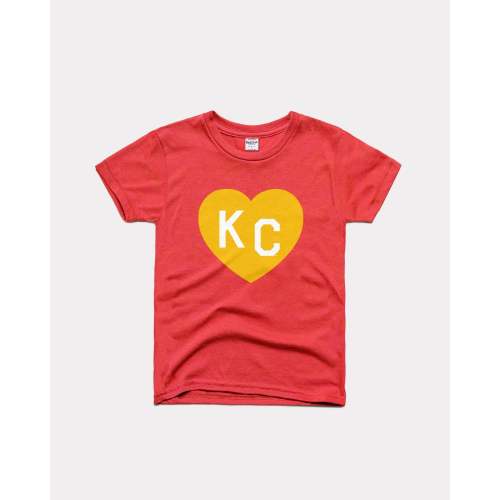 Kids Red & Yellow KC Heart Vintage Youth T-Shirt | CHARLIE HUSTLE